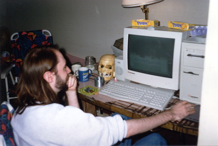 A rare photo of Jeff using a Mac