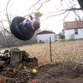 Harry and Lonnie seeing just how high the tire swing can go.  (Photo by The Kids)