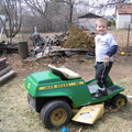 Harry conquering the lawnmower.