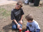 Jacoby and Harry playing in the dirt.