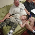 Alex wiped out on his Dad's lap Saturday night!
