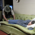 Steve fell asleep, so Mark desided to have some fun with him.