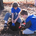 Donovan and Alex dig one of many holes.