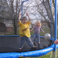 Aylin and Thalia on the trampoline.