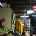 Rob and Ben in the oh so fashionable pig hats.