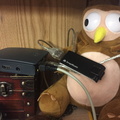 The owlbear watching over our radio encoding setup
